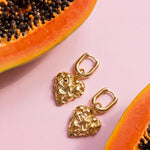 Squoval earrings with heart with star pattern