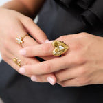 14K Gold Plated Stainless Steel Statement Rings Heart Simple Daily Simple Series Women's jewelry