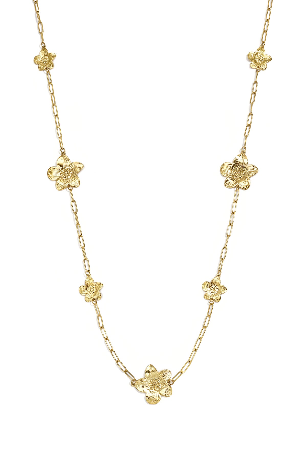 Stainless Steel Long Necklaces Flower Casual Daily Simple Series Women's jewelry