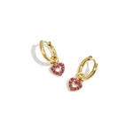 Earrings with decorated heart charm