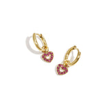 Earrings with decorated heart charm