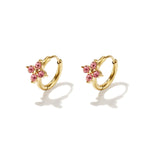 Small hoop earrings with clover-shaped stones
