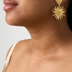 Heart earrings with hanging sun