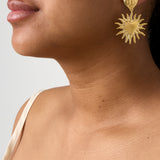 Heart earrings with hanging sun