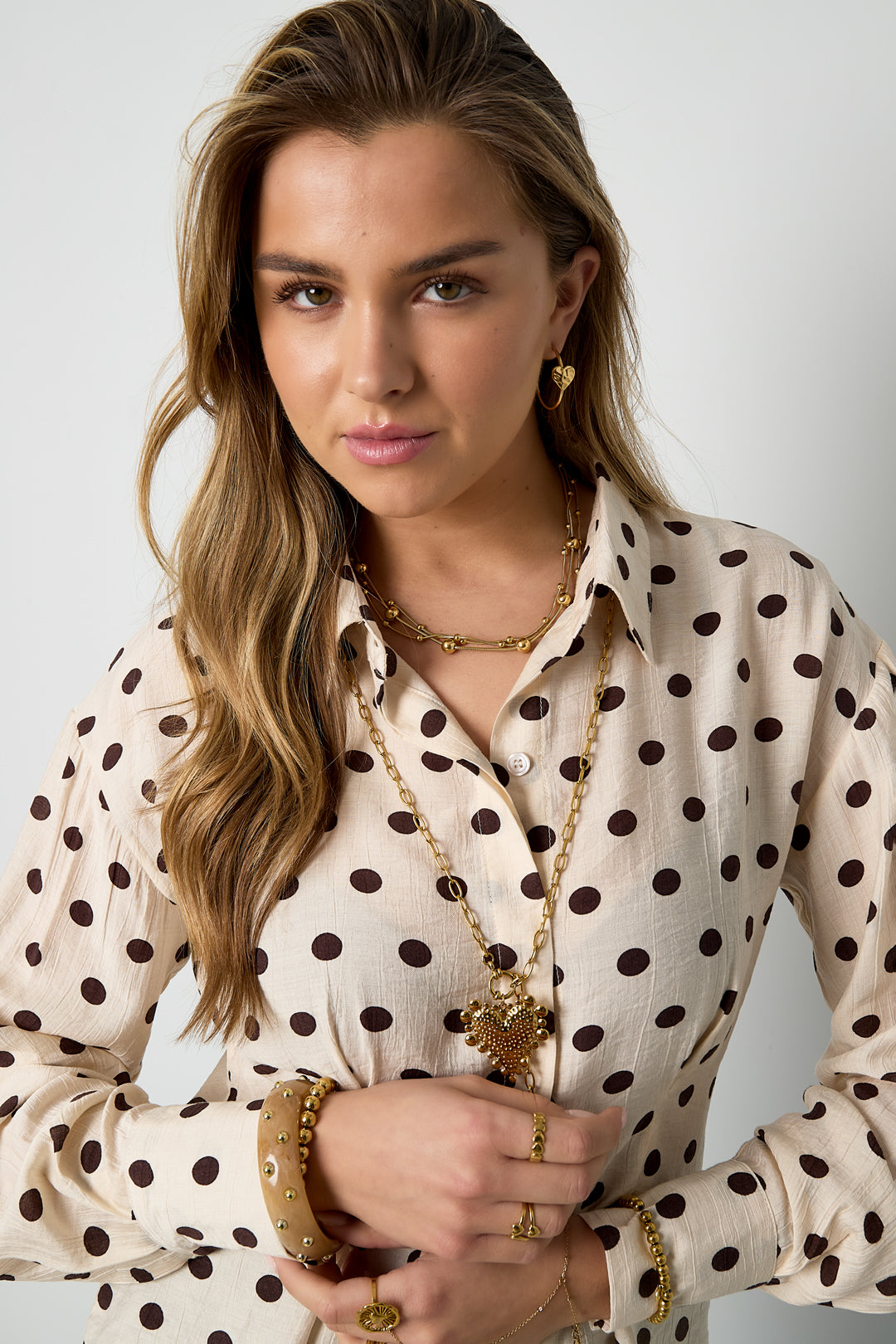 Layered necklace with polka dots