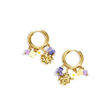 Small hoop earrings with hanging chain and beads