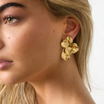 Half flower statement earrings