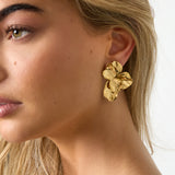 Half flower statement earrings