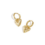 Earrings with heart-shaped pendant and zircon
