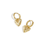 Earrings with heart-shaped pendant and zircon
