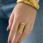 Stainless Steel Statement Rings lines Casual Daily Simple Series Women's jewelry
