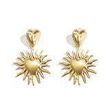 Heart earrings with hanging sun