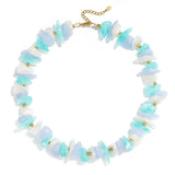 Beaded necklace with different shapes and colors of stones