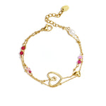 Bracelet with playful heart, beads and pearl