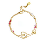 Bracelet with playful heart, beads and pearl