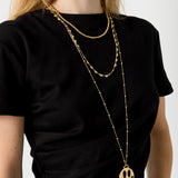 Stainless Steel Long Necklaces Smiling Face Casual Daily Simple Series Women's jewelry
