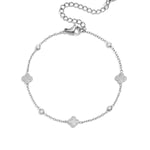 Bracelet with clovers and round cubic zirconia stones