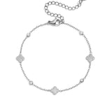 Bracelet with clovers and round cubic zirconia stones
