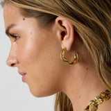 Double chunky hoop earrings with twisted detail