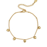 Bracelet with small dangling hearts