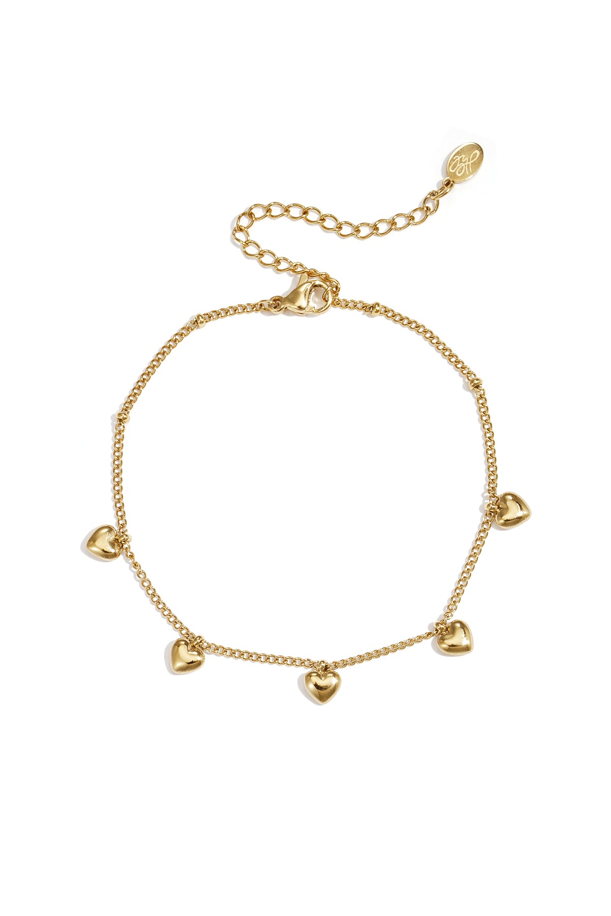 Bracelet with small dangling hearts
