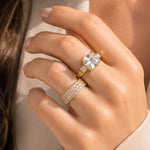 Adjustable statement ring with rhinestones
