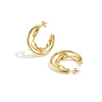 Double chunky hoop earrings with twisted detail