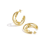 Double chunky hoop earrings with twisted detail
