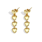 Row of heart earrings