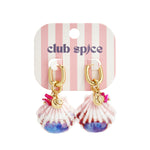 Earrings with large shell and bead charms