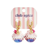 Earrings with large shell and bead charms