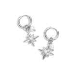 Earrings with pearl and star pendants