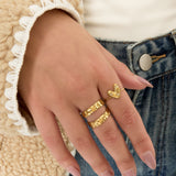 Adjustable ring with decorated heart