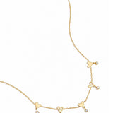 Necklace with alternating hearts and dangling stones