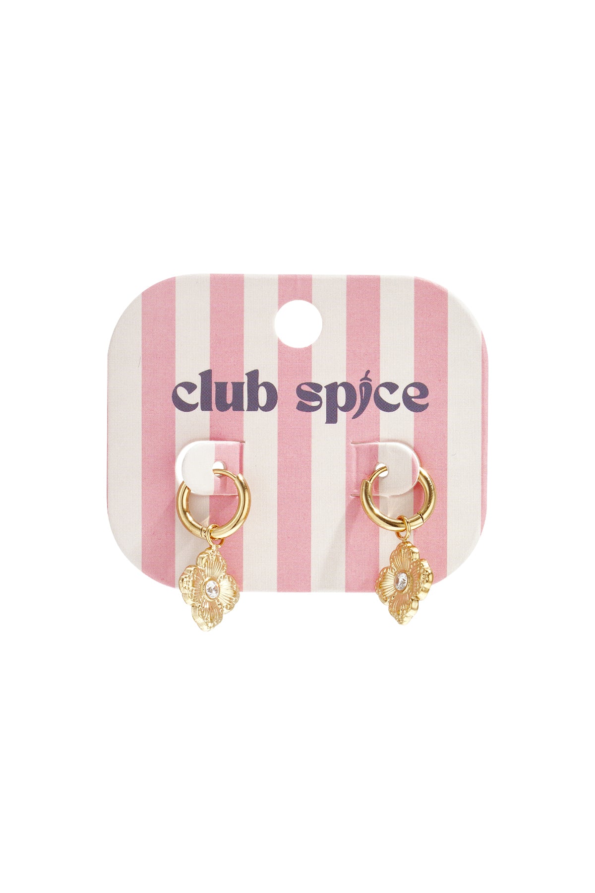 Earrings with elegant clover and stone