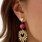 Heart earrings with statement bead