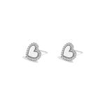 Heart-shaped stud earrings with set edges