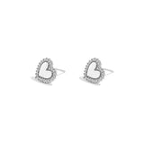 Heart-shaped stud earrings with set edges
