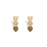 3 hanging heart earrings with stones