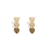 3 hanging heart earrings with stones