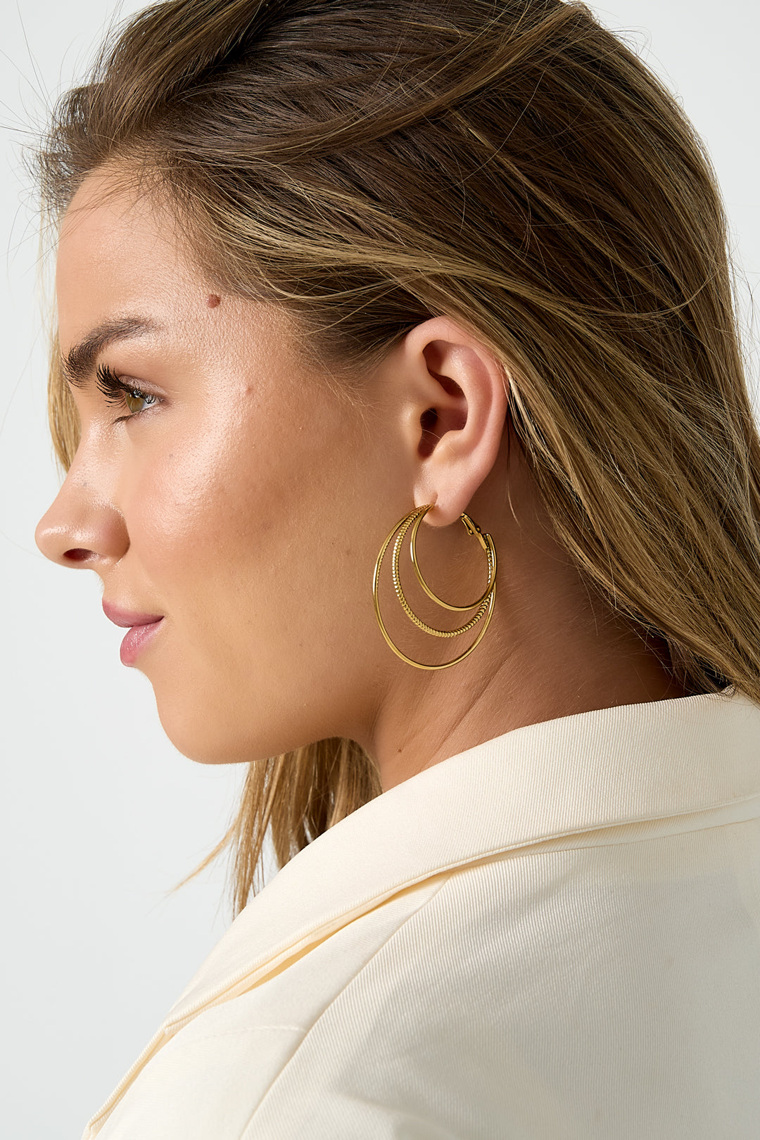 Layered plain hoop earrings
