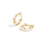 Hoop earrings with starfish and gold beads