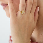 Adjustable ring with shooting star and stones