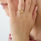 Adjustable ring with shooting star and stones