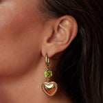 Earrings with colorful beads and detailed heart charm