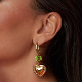 Earrings with colorful beads and detailed heart charm
