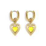 Earrings with colored heart charm