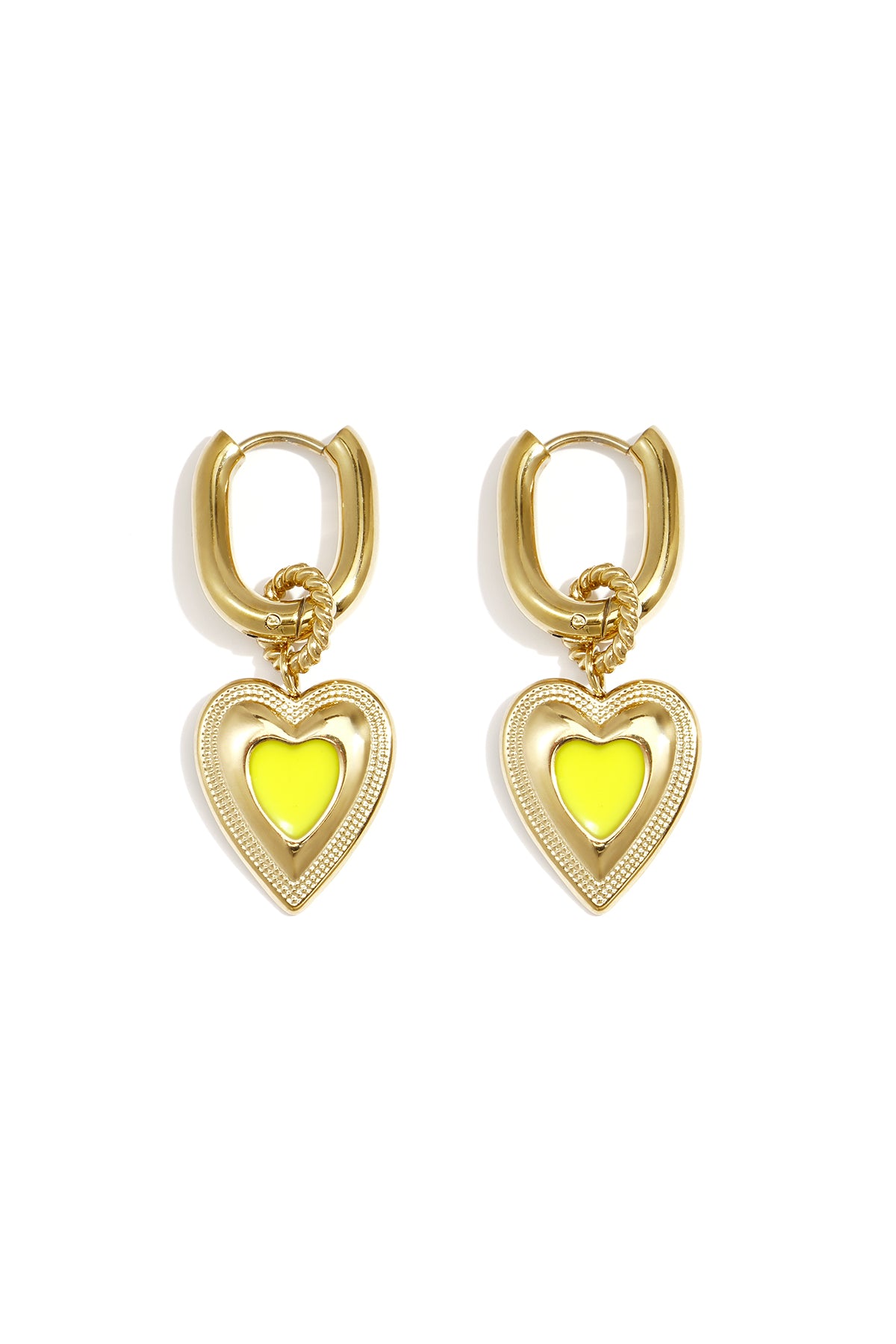 Earrings with colored heart charm