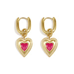 Earrings with colored heart charm