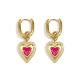 Earrings with colored heart charm
